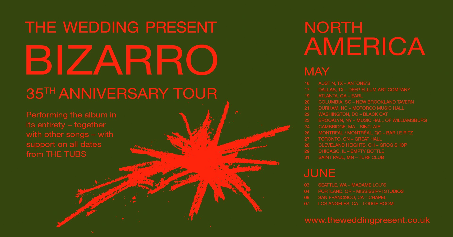 The Wedding Present Bizarro 35th Anniversary Tour Poster 2026